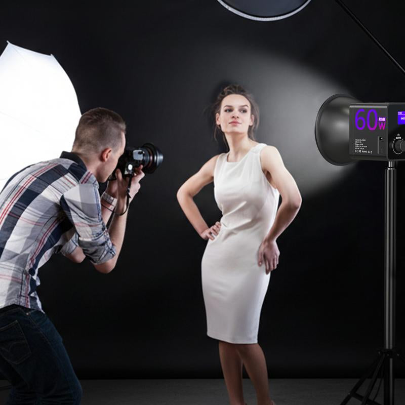 RGB COB Video Light - Compatible with Tripod - 60W USB Charging - Wireless Fill Light, 24 Scene Modes, 13400Mah Battery (5-Hour Battery Life) Suitable for Vlogs, Live Streaming, Photography, and Professional Studio Lighting