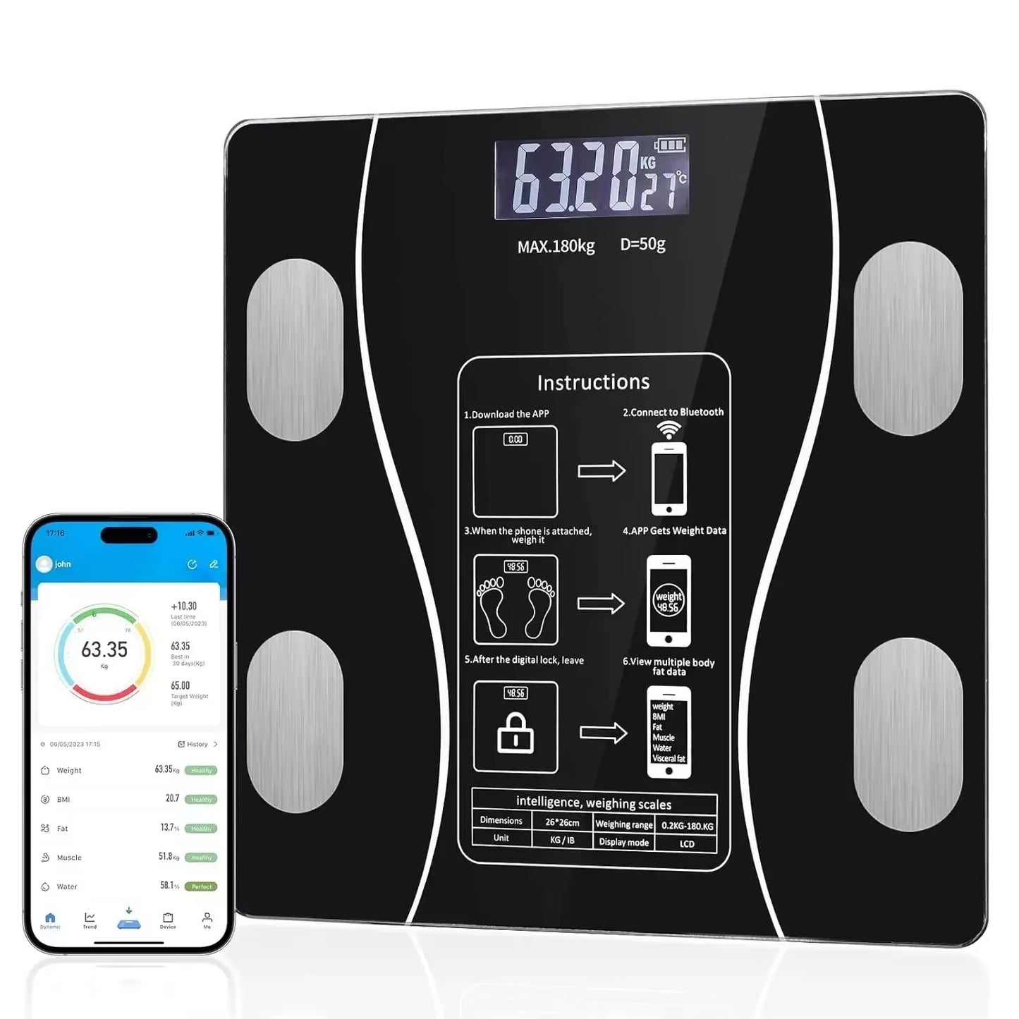 Electronic Scale Weight Scale Body Fat Scale Household Accurate Small Body Scale Electronic Scale Intelligent Body Fat Scale