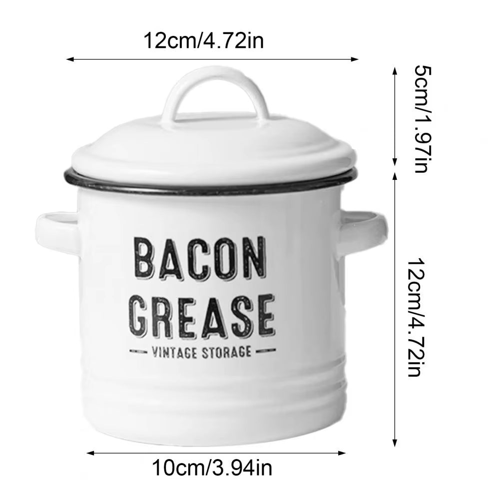 Bacon Grease Container with Strainer Scraper 46Oz Ceramic Grease Saver Retro Lard Pot Cooking up Fat Catcher Kitchen Accessories