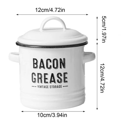 Bacon Grease Container with Strainer Scraper 46Oz Ceramic Grease Saver Retro Lard Pot Cooking up Fat Catcher Kitchen Accessories